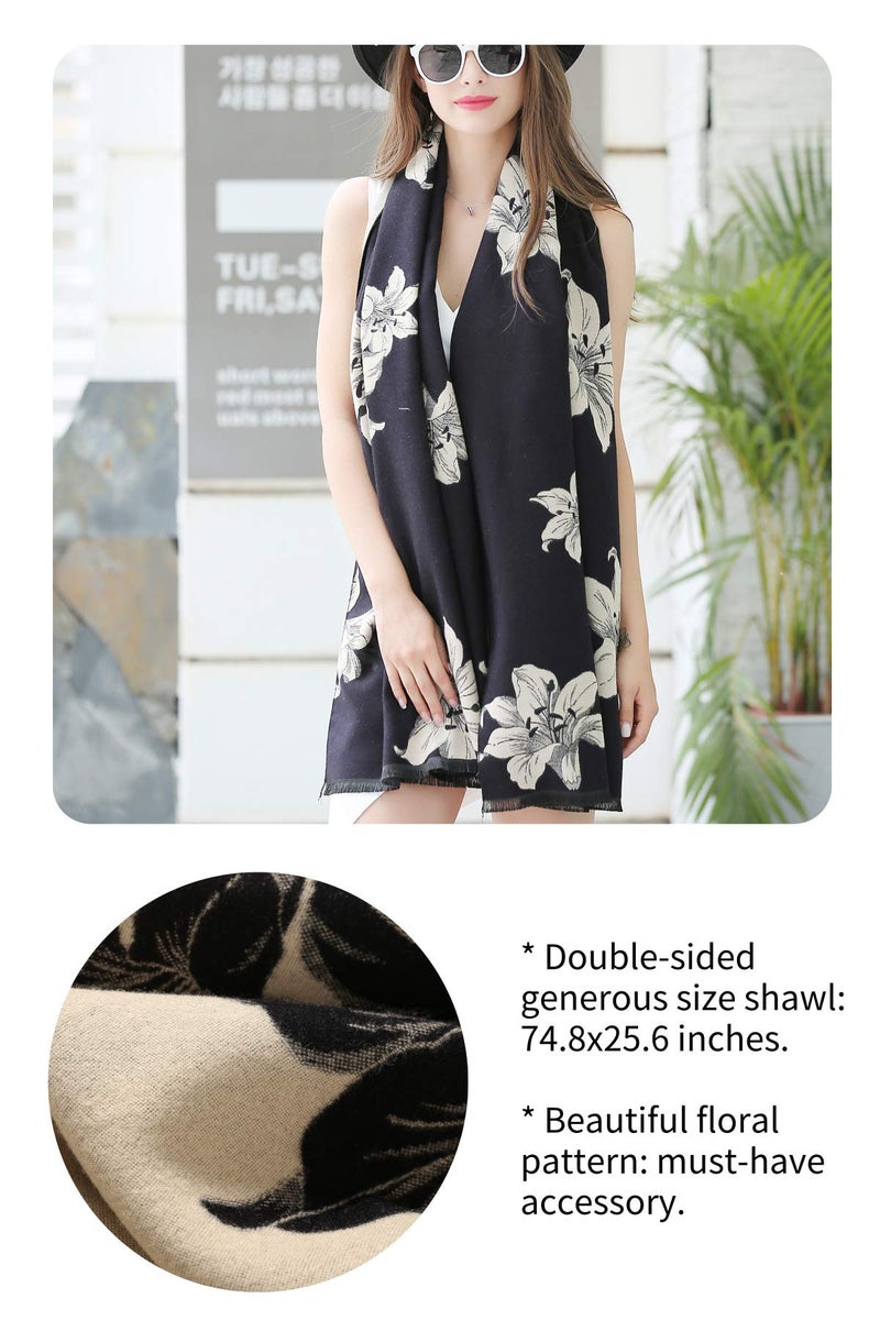 Jeelow Winter Pashmina Blanket Scarfs Shawls Wraps Open Front Poncho Cape For Women Wedding Evening Dresses (Lily) - Image 3